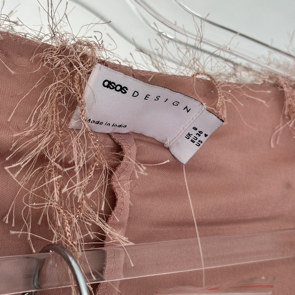 ASOS Blush Feathered Jacket with Silver Details - Picture 6 of 11